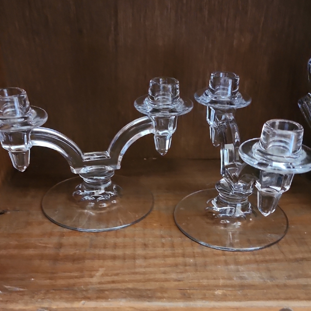 Elegant Gray Glass Candle Holders with Curved Design